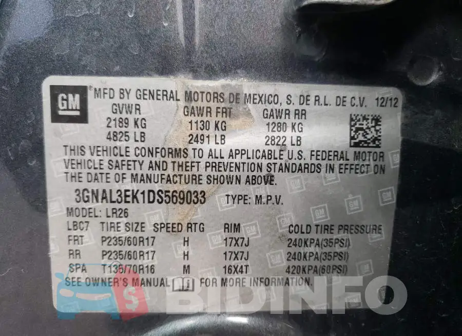 3GNAL3EK1DS569033 Photo# 13