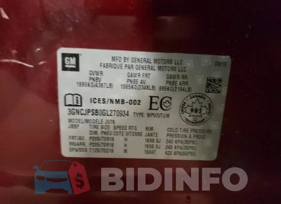 3GNCJPSB0GL270934 Photo# 13