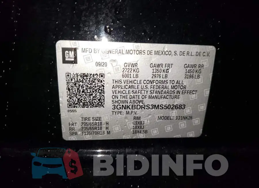 3GNKBDRS3MS502683 Photo# 13