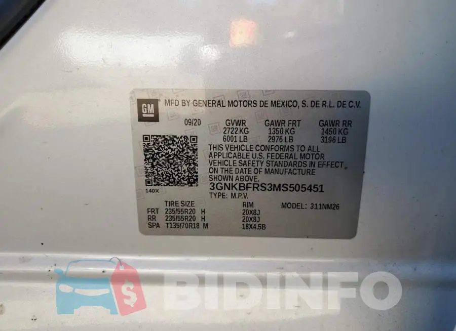 3GNKBFRS3MS505451 Photo# 13