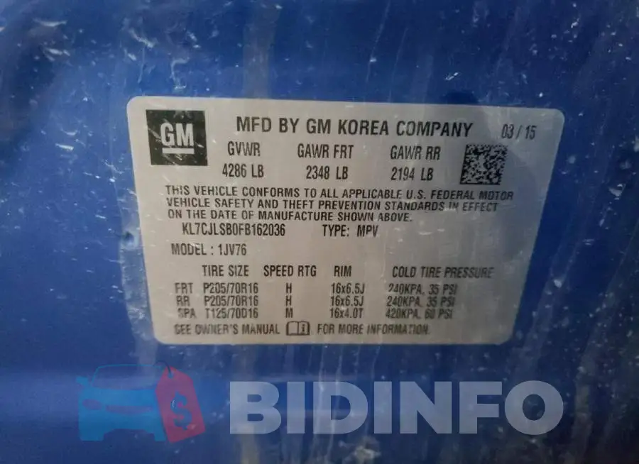 KL7CJLSB0FB162036 Photo# 13
