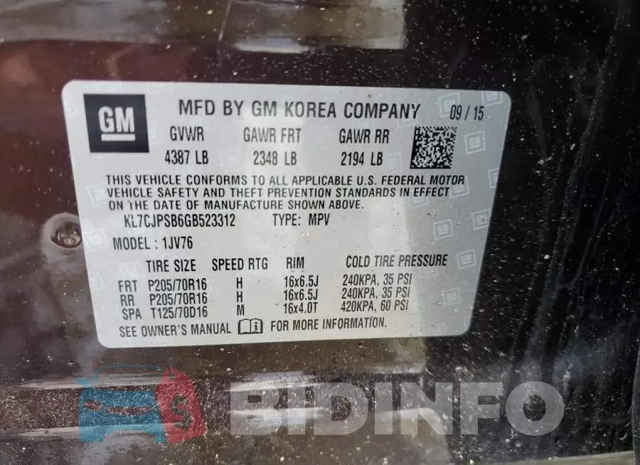 KL7CJPSB6GB523312 Photo# 10