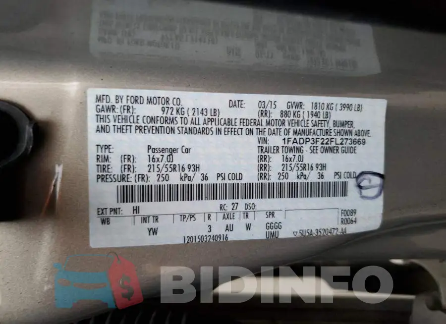 1FADP3F22FL273669 Photo# 12