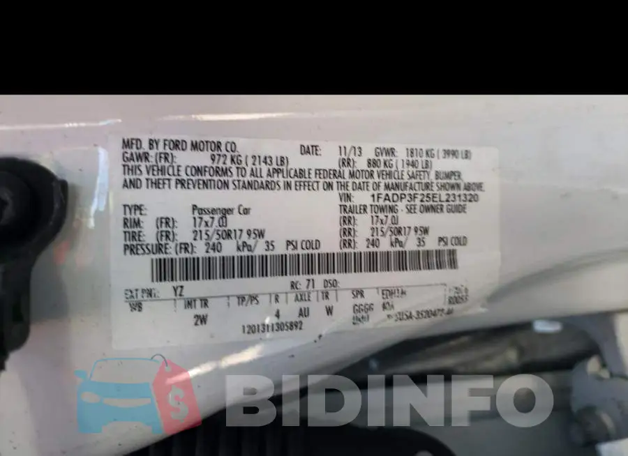 1FADP3F25EL231320 Photo# 12