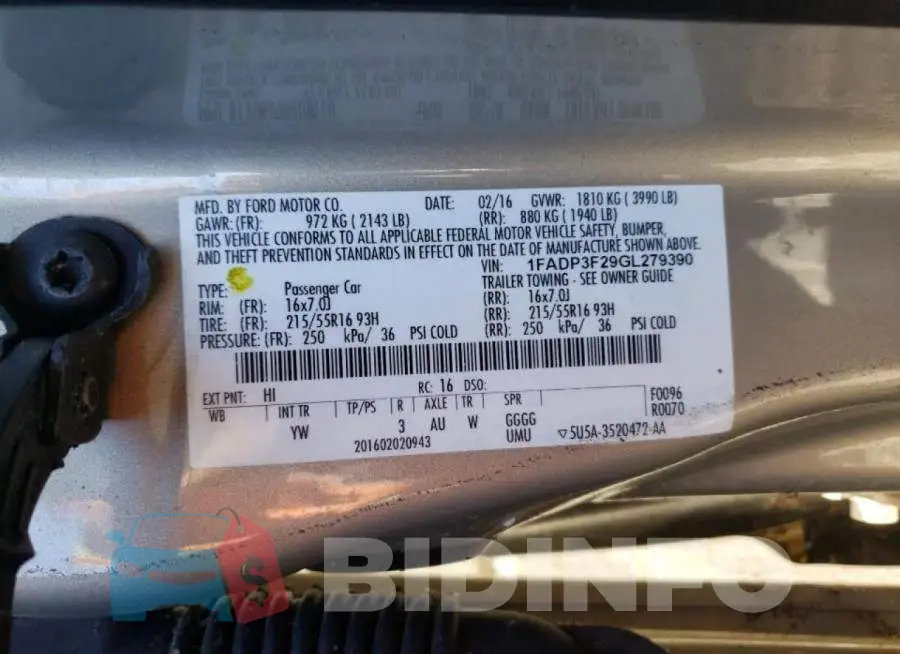1FADP3F29GL279390 Photo# 10