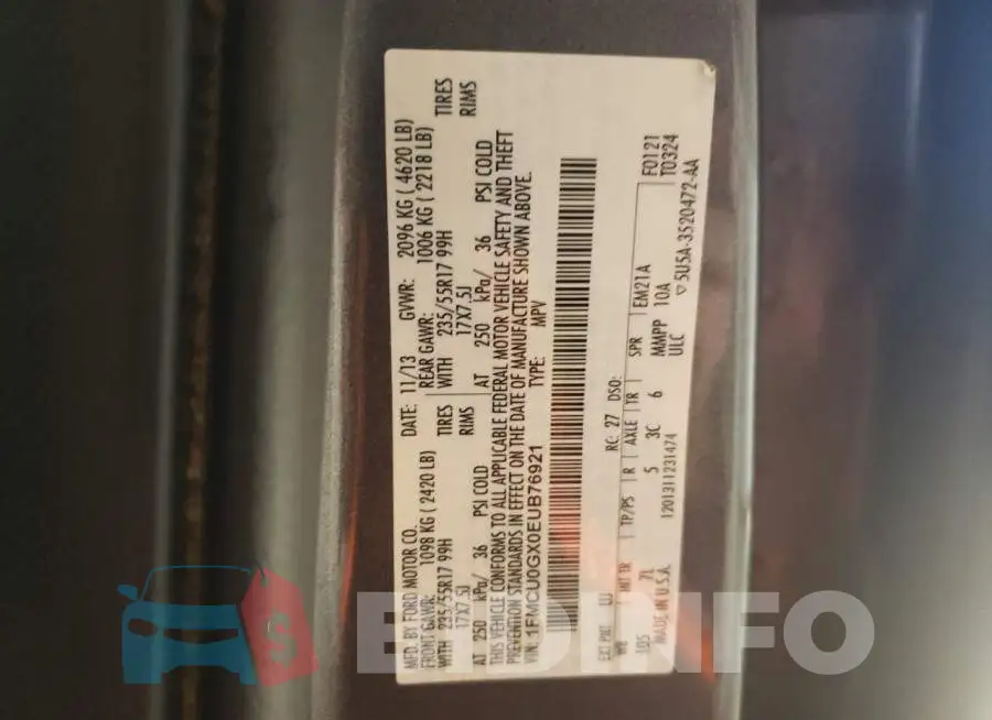 1FMCU0GX0EUB76921 Photo# 13