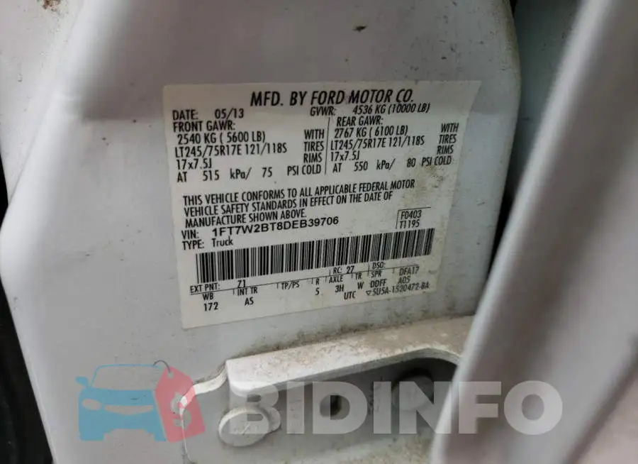 1FT7W2BT8DEB39706 Photo# 10