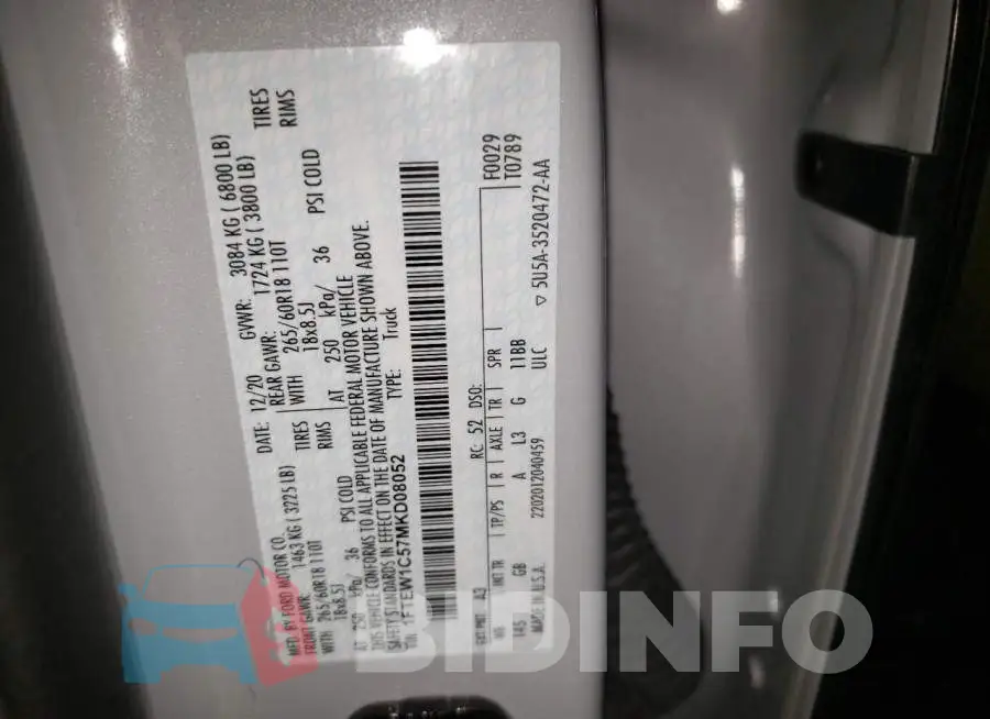1FTEW1C57MKD08052 Photo# 10