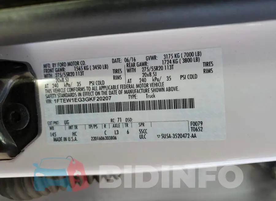 1FTEW1EG3GKF20207 Photo# 12