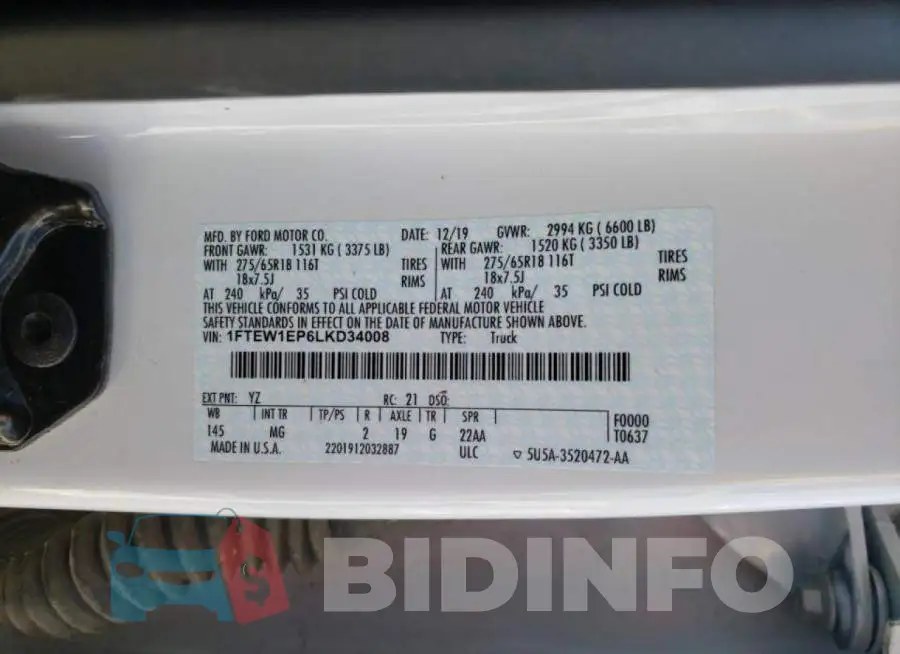 1FTEW1EP6LKD34008 Photo# 10