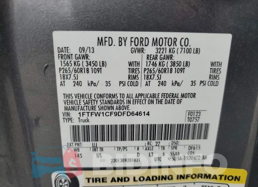 1FTFW1CF9DFD64614 Photo# 10