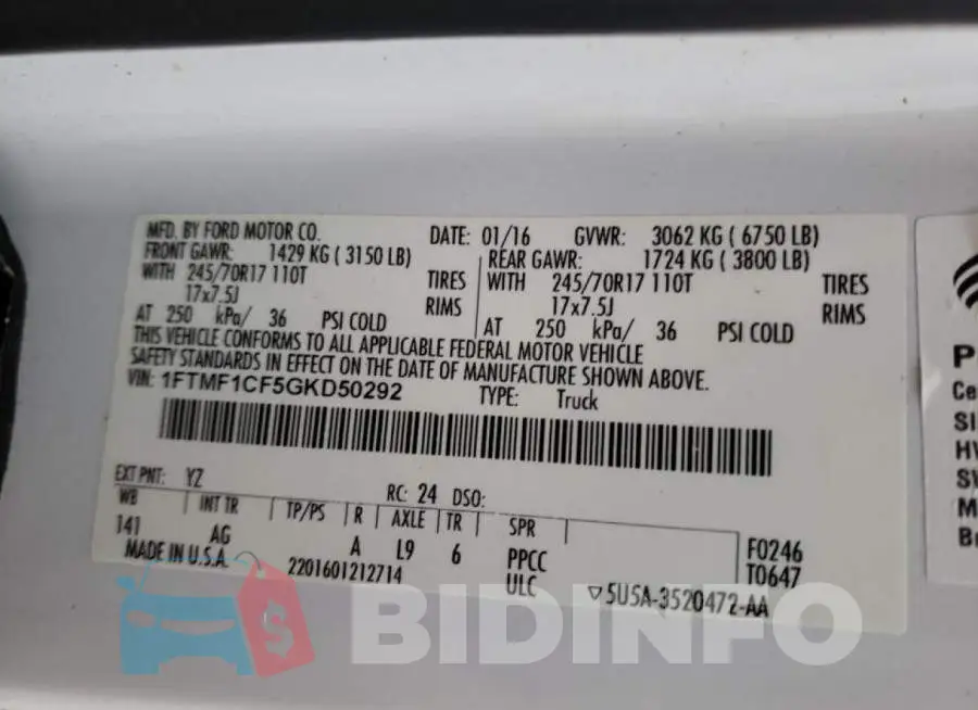 1FTMF1CF5GKD50292 Photo# 12