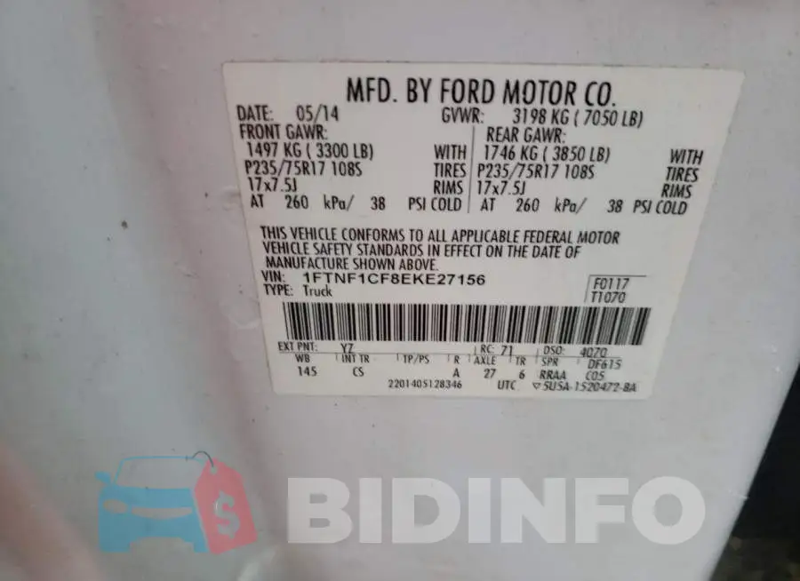 1FTNF1CF8EKE27156 Photo# 12