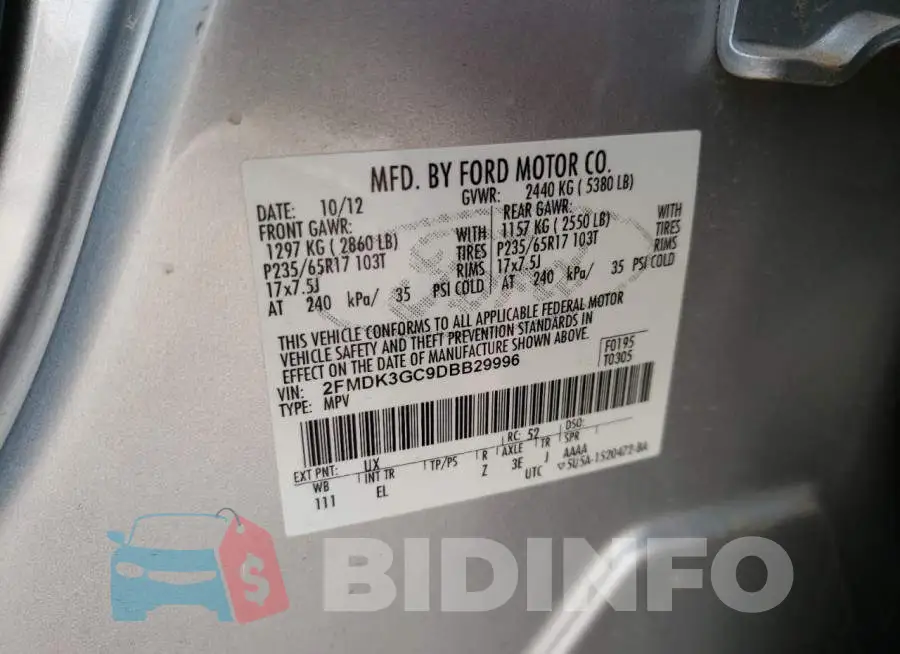 2FMDK3GC9DBB29996 Photo# 13