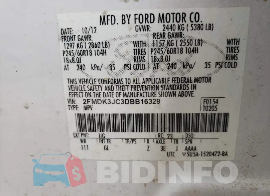 2FMDK3JC3DBB16329 Photo# 13