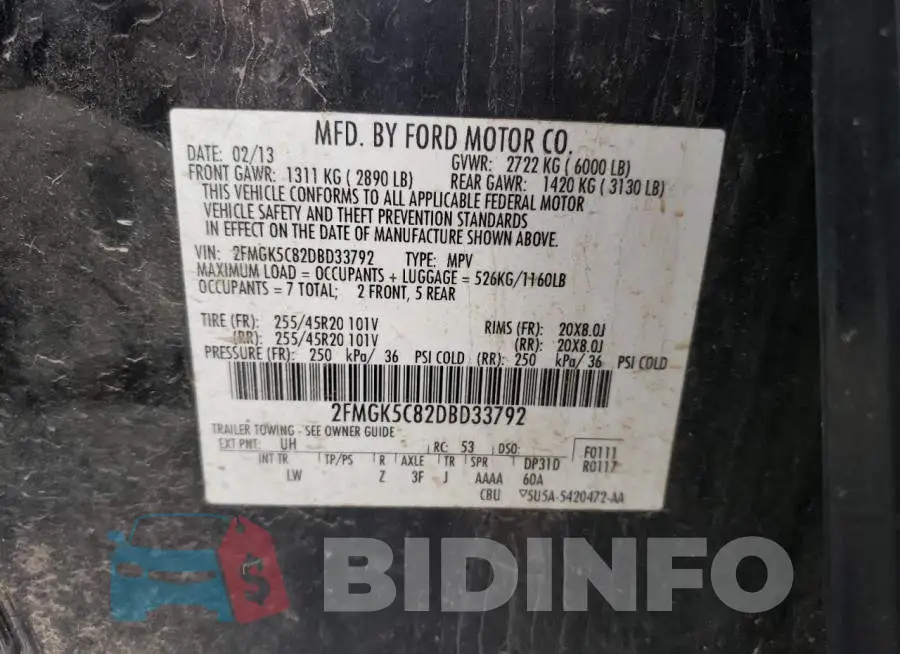2FMGK5C82DBD33792 Photo# 10