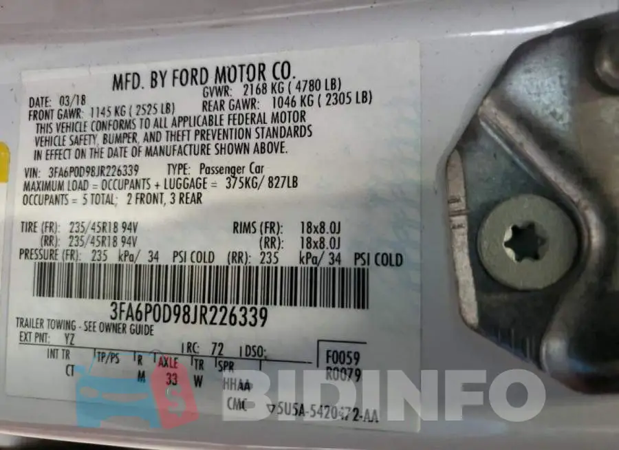 3FA6P0D98JR226339 Photo# 12