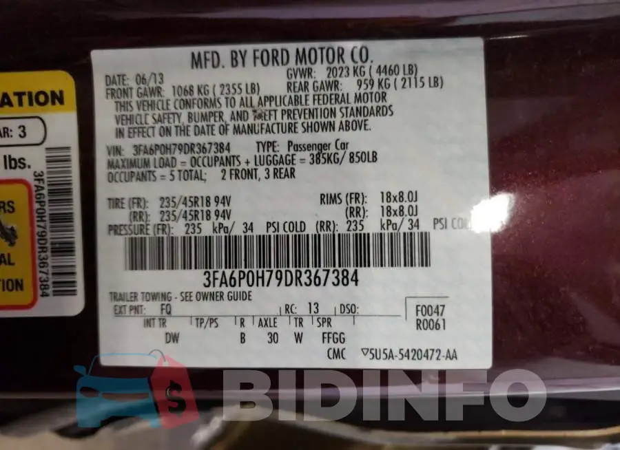 3FA6P0H79DR367384 Photo# 10