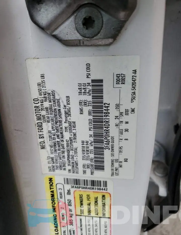 3FA6P0HR4DR198442 Photo# 10