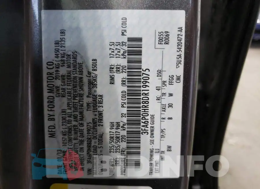 3FA6P0HR8DR199075 Photo# 10