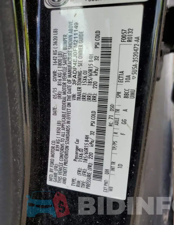3FADP4EJ0FM211149 Photo# 10