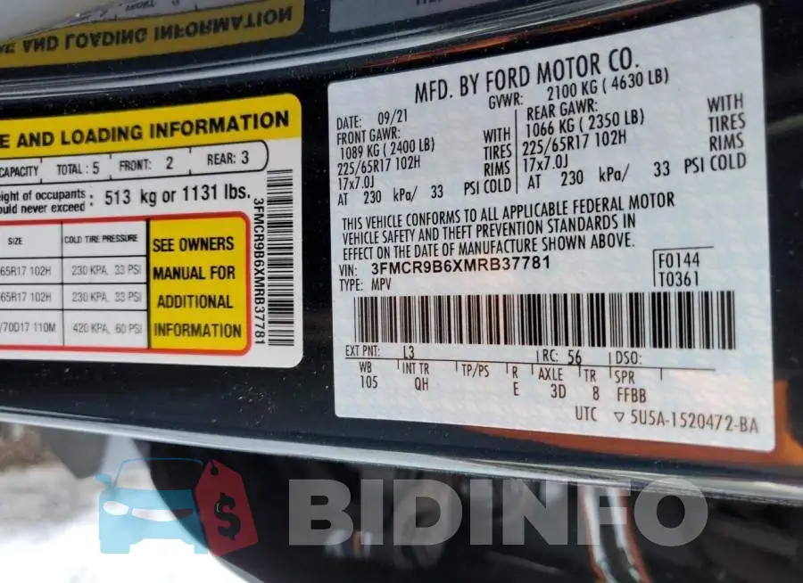3FMCR9B6XMRB37781 Photo# 13