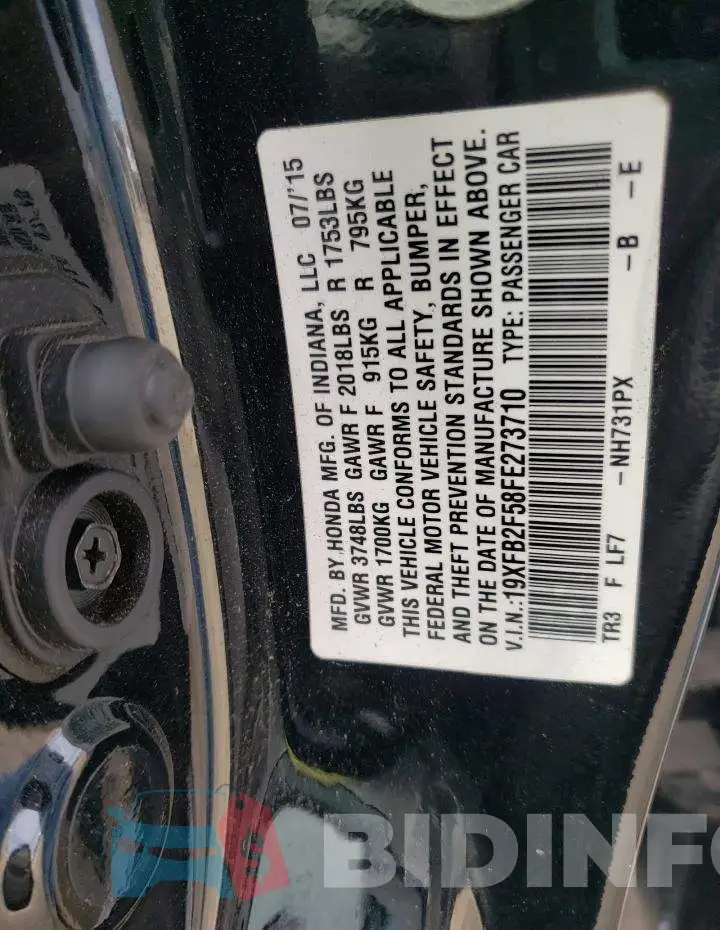 19XFB2F58FE273710 Photo# 13