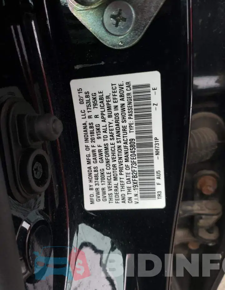19XFB2F73FE045809 Photo# 12