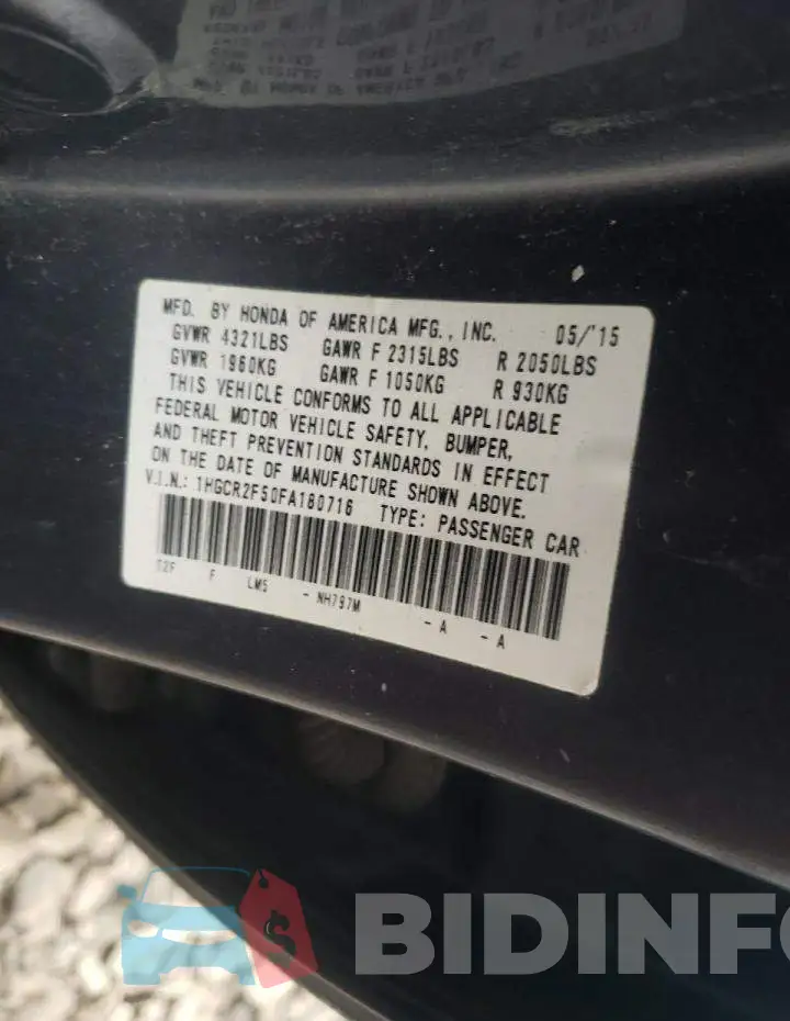 1HGCR2F50FA180716 Photo# 13