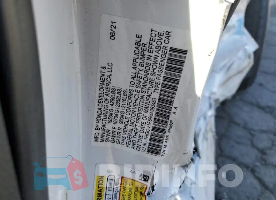 1HGCV1F59MA083453 Photo# 12