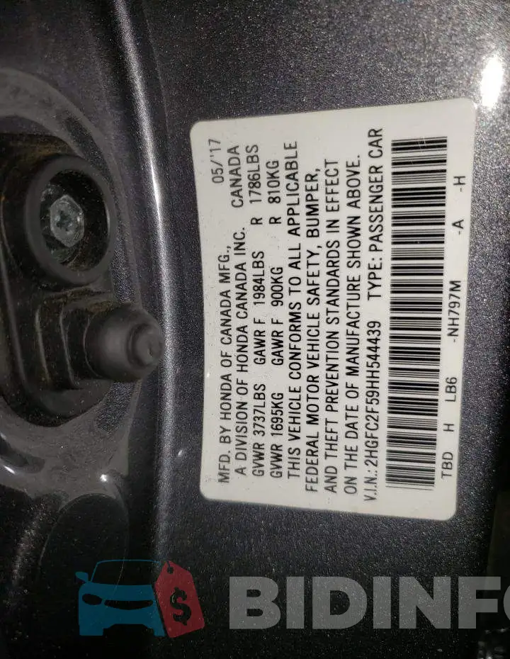 2HGFC2F59HH544439 Photo# 10