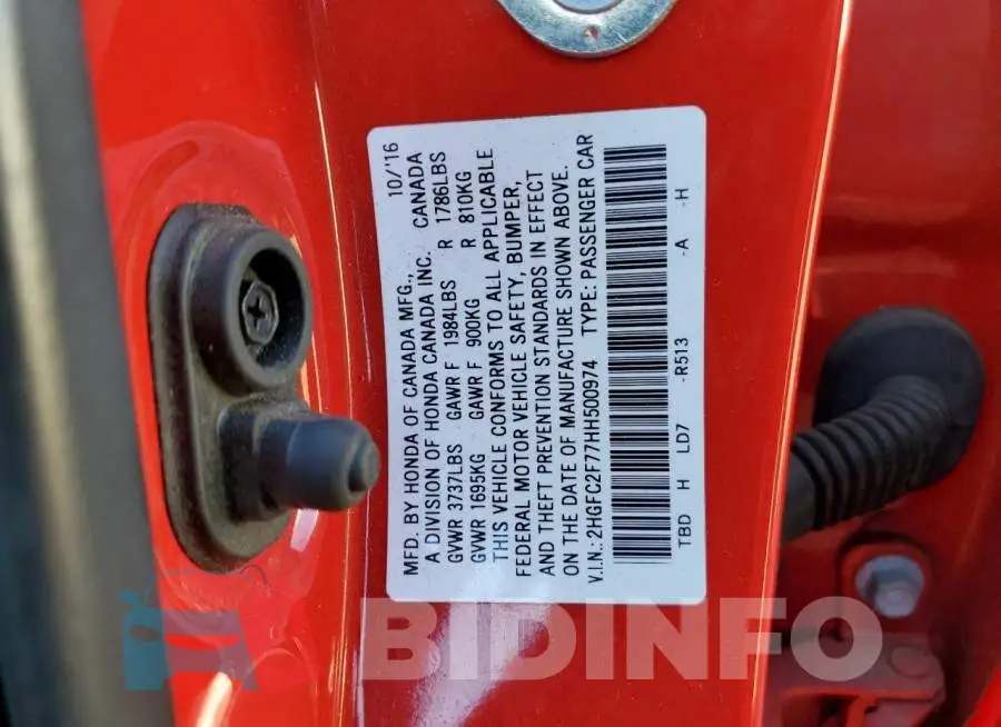 2HGFC2F77HH500974 Photo# 12