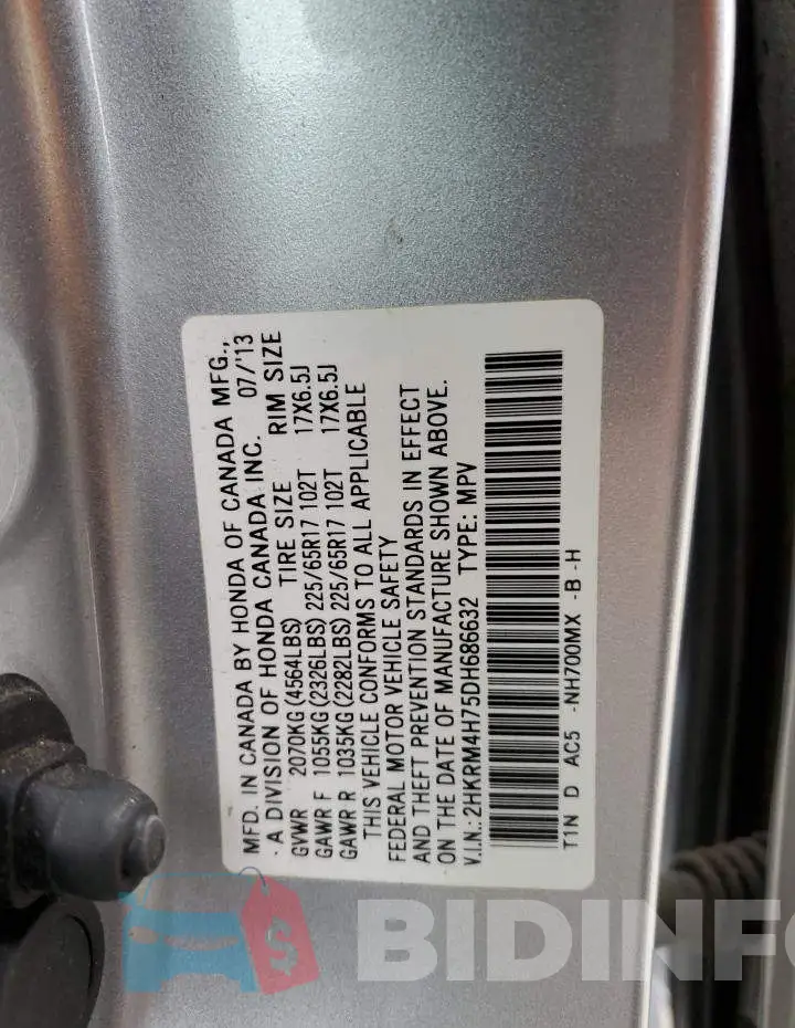 2HKRM4H75DH686632 Photo# 13