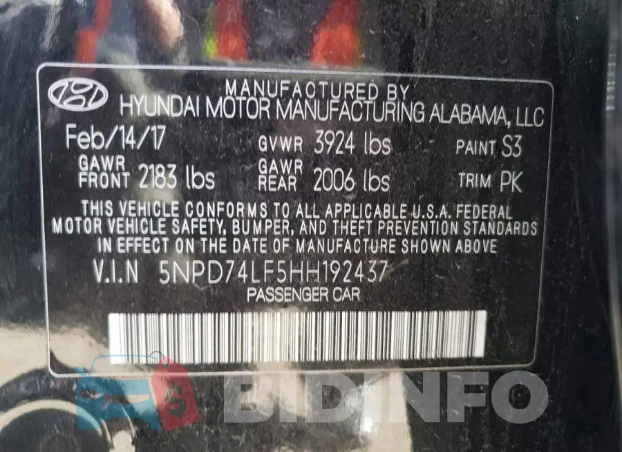 5NPD74LF5HH192437 Photo# 13
