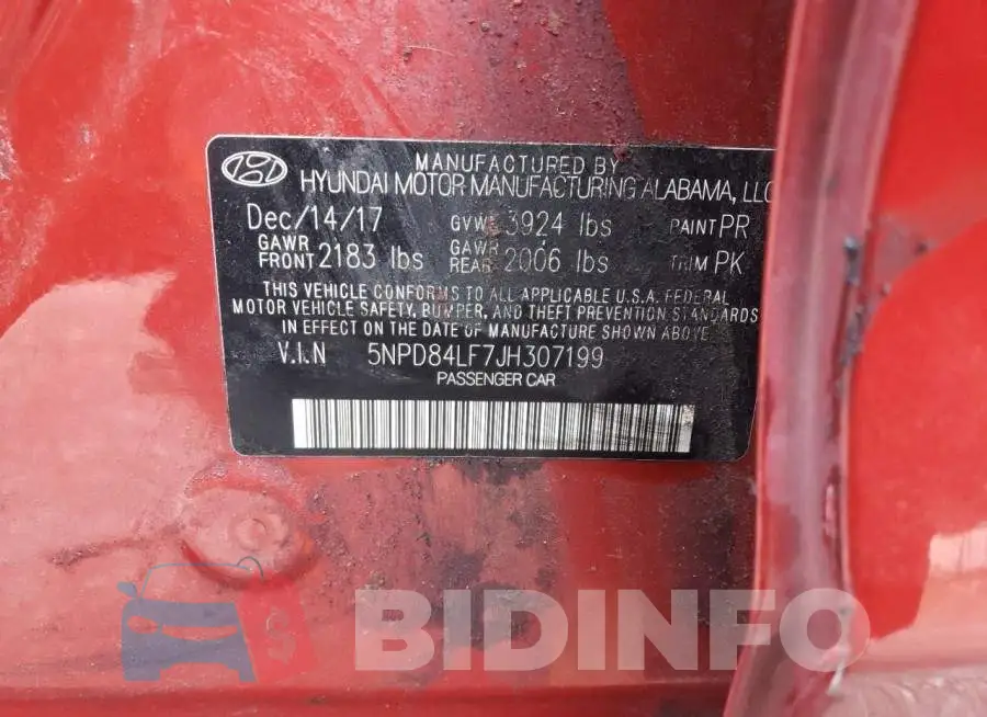 5NPD84LF7JH307199 Photo# 10