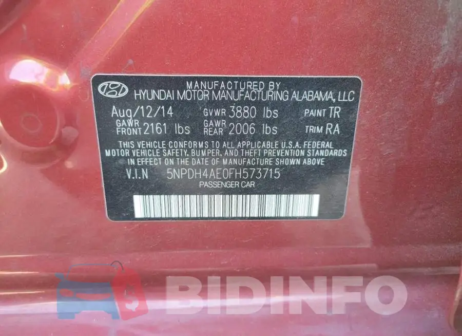 5NPDH4AE0FH573715 Photo# 10