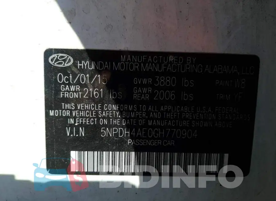 5NPDH4AE0GH770904 Photo# 12