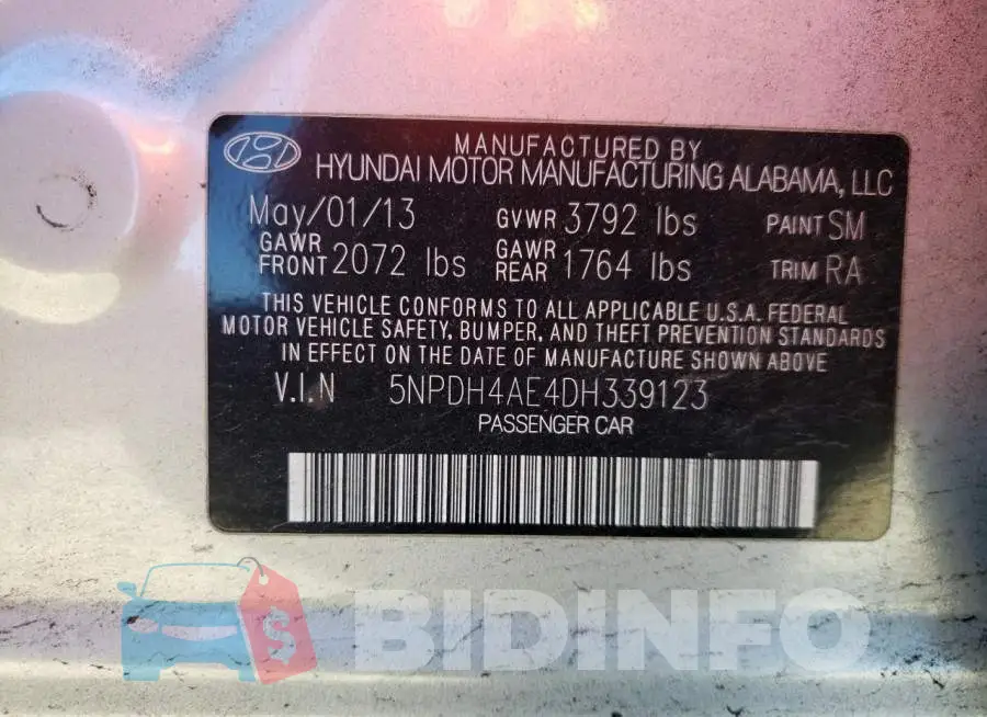 5NPDH4AE4DH339123 Photo# 12