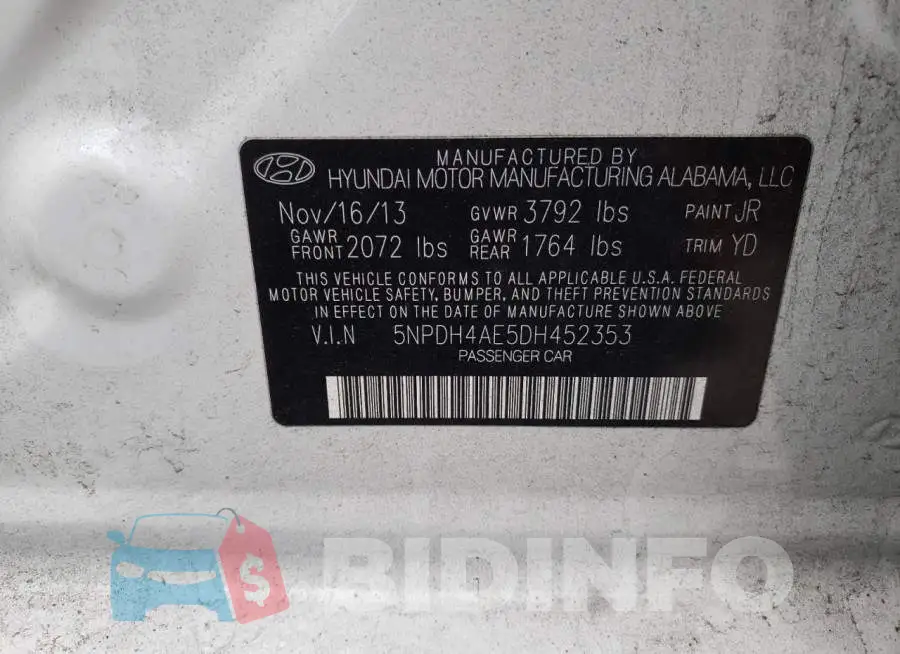 5NPDH4AE5DH452353 Photo# 13