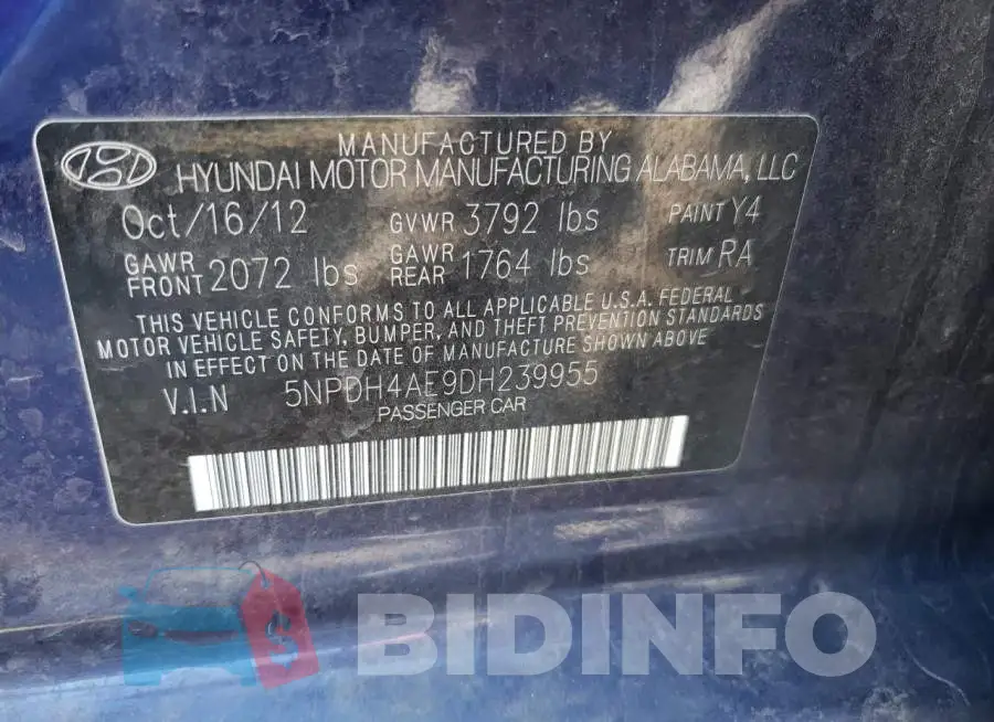 5NPDH4AE9DH239955 Photo# 13