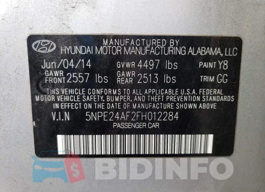 5NPE24AF2FH012284 Photo# 13