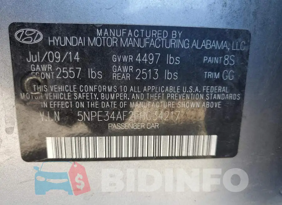 5NPE34AF2FH034217 Photo# 10