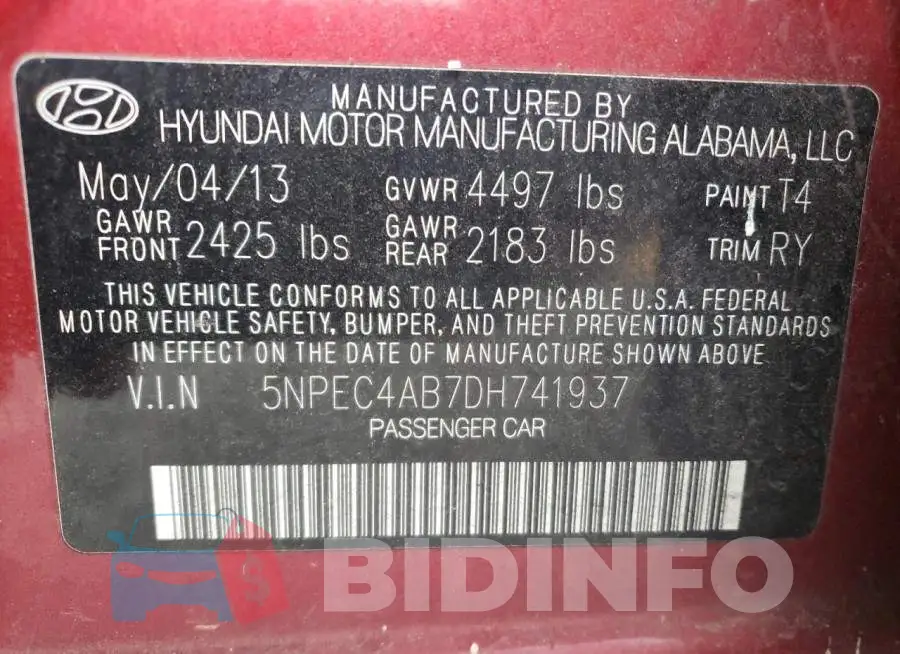 5NPEC4AB7DH741937 Photo# 12