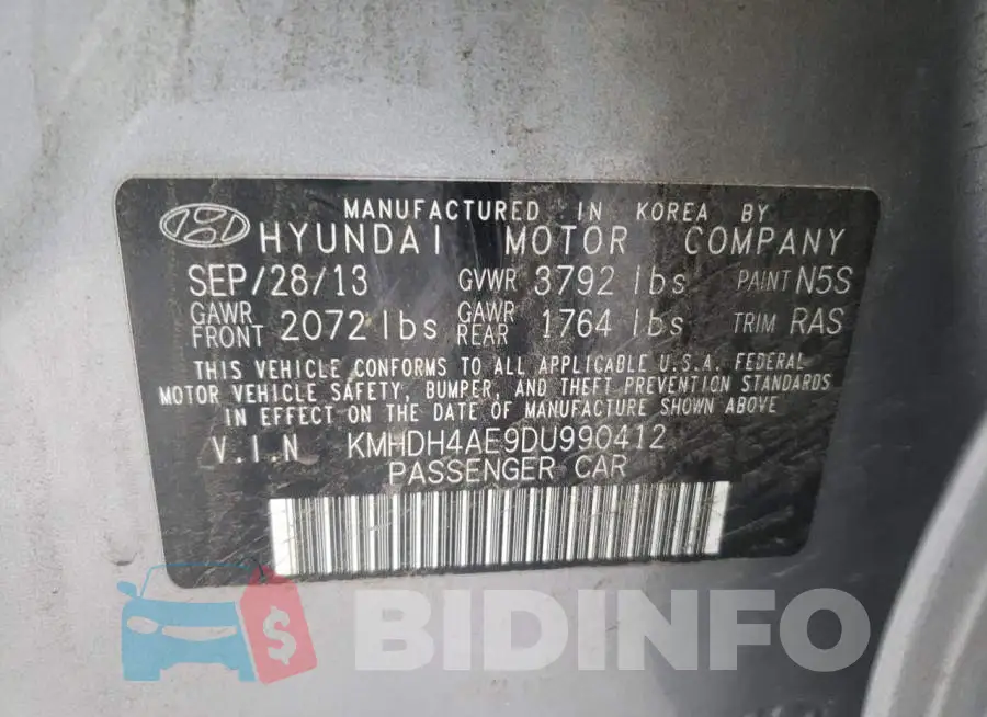 KMHDH4AE9DU990412 Photo# 12