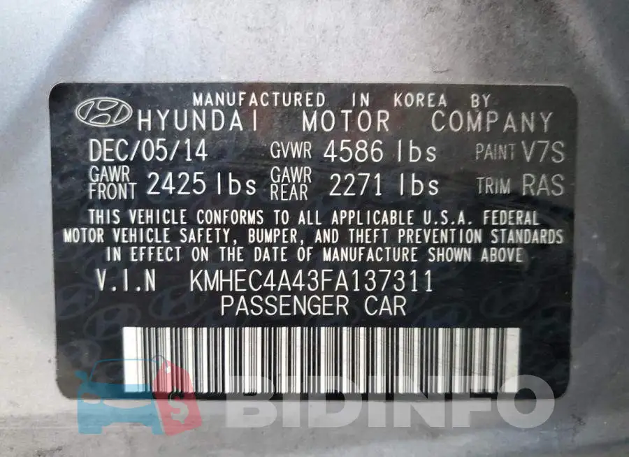 KMHEC4A43FA137311 Photo# 12