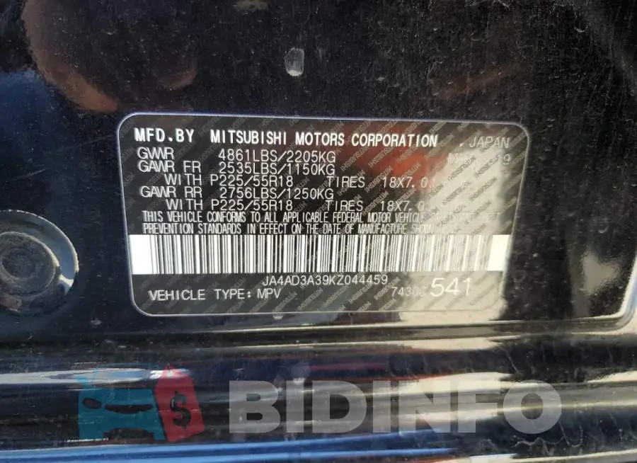 JA4AD3A39KZ044459 Photo# 13