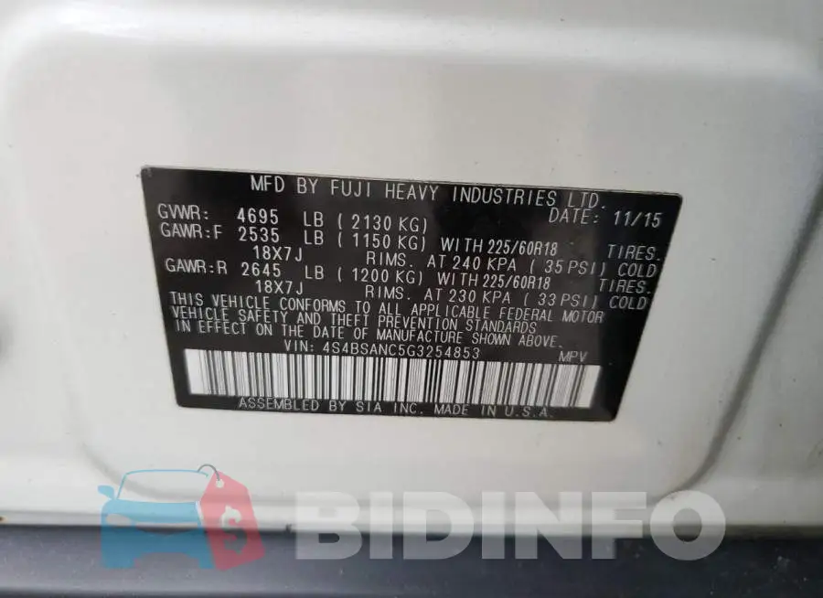 4S4BSANC5G3254853 Photo# 10