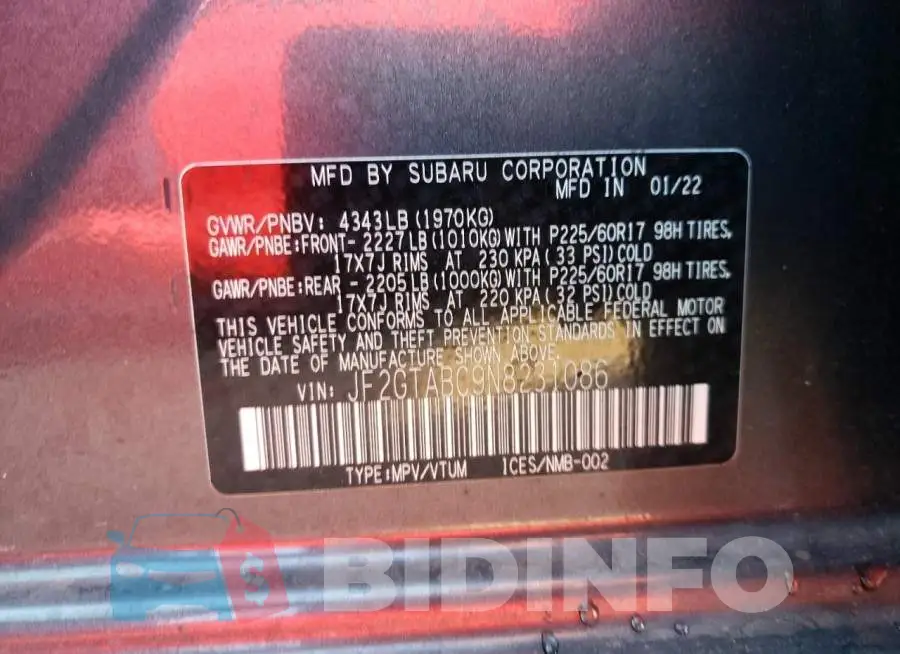 JF2GTABC9N8231086 Photo# 10