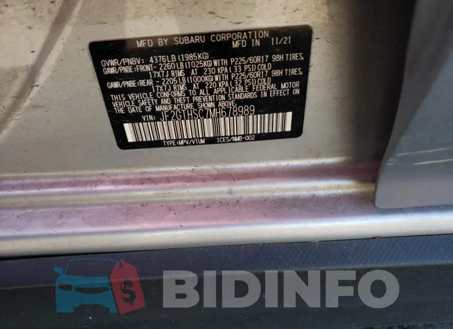 JF2GTHSC7MH678989 Photo# 12