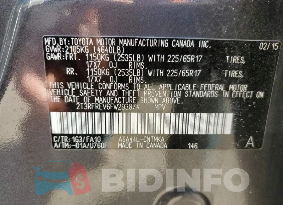2T3RFREV6FW293874 Photo# 12